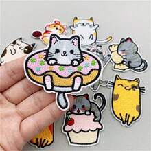 23pcs Cute Cat Embroidered Patches Set, Iron-On Appliques For DIY Clothing, Backpacks & Crafts, Fun Animal Gift - D - View 3