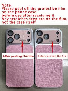 Luxury Lychee Pattern Faux Leather Large Window Phone Case Compatible WIth IPhone 17Pro Max 17Pro 17 16Pro Max 16Pro 15Pro Max 15Pro 13Pro Max 14 Pro 16 15 14 13 Lens Protection Shockproof Back Cove - Yellow - View 5
