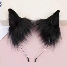 1pc Black Dark Style Cat Ear Headband, Sexy Textured Premium Hair Accessory For Holiday Party Costume - Black - View 3