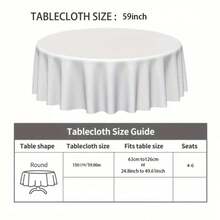 1PC Indoor/Outdoor Round Tablecloth, Warm Atmosphere, Pure White Round Tablecloth, Study Desk Decoration, Living Room Dining Table Arrangement, Suitable For Daily Family Meals, Weekend Breakfast - Multicolor - View 5