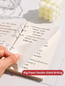 A6 Cute Plaid Transparent PVC Loose-Leaf Notebook, Detachable Pages Diary, 120 Pages Lined/Blank Paper, Large Capacity No Sharp Edge Design, Soft Touch, Suitable For Middle And High School Students' Planner Diary, Scrapbook - Multicolor - View 8