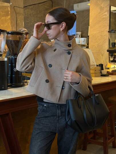 DEEKA Autumn/Winter New Women's Clothing, European And American Minimalist Lapel Wool Blend Short Jacket, Spring Quiet Luxury Style