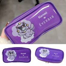SANRIO 1pc Minimalist Purple Double Zipper Pencil Case, Large Capacity Storage Pencil Pouch, Waterproof Wear-Resistant Student Stationery Box, Clear Visible Desktop Organizer Bag, Cute Artistic Creative Gift Stationery - One Size - View 11