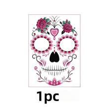 1pc Day Of The Dead Sticker, Sugar Skull Catrina Makeup Set, Halloween Mask Temporary Tattoo, Skull Face Paint Day Of The Dead Decoration, Accessories, Gift, Costume - Multicolor - View 11