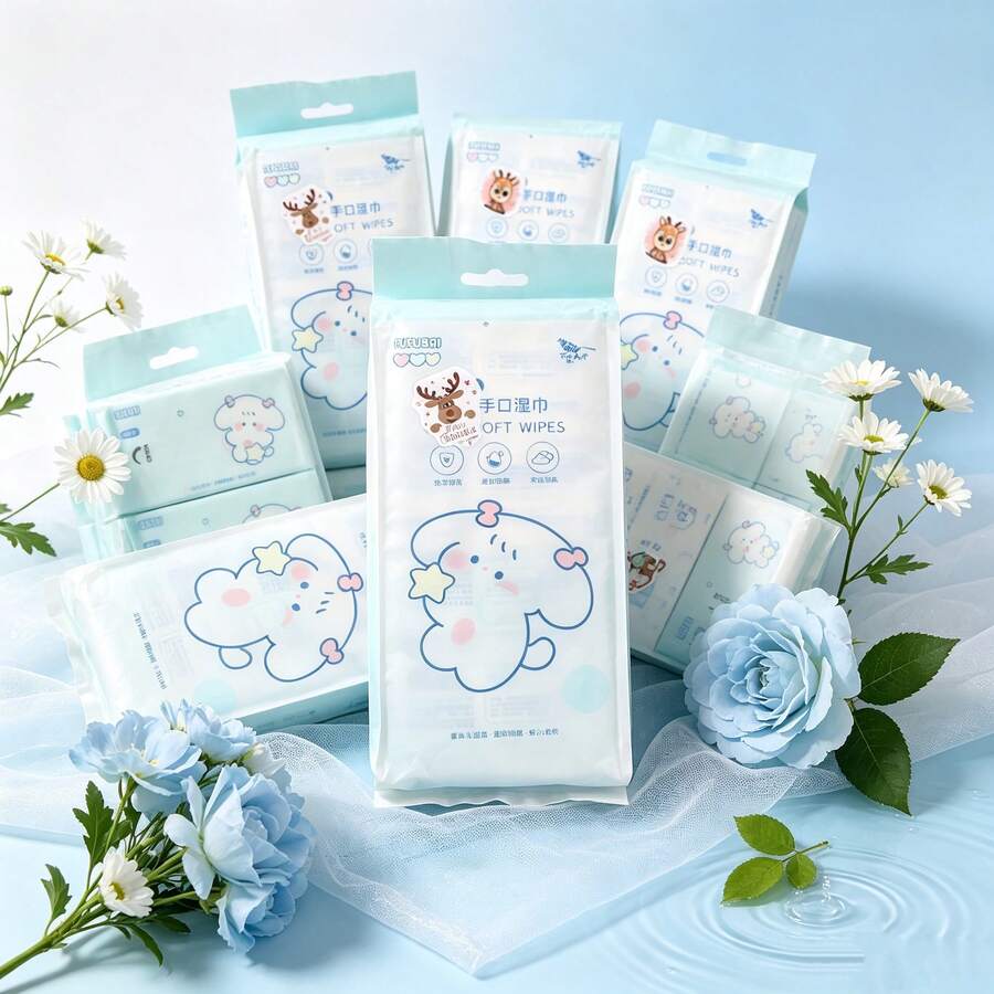EDI Pure Water Cute Cleaning Wipes, Portable Cleaning Wet Tissues, Suitable For Daily Cleaning, Camping, Travel, Perfect For Travel And Christmas Holiday Gifts - Multicolor - View 1