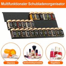 Schubladeneinsatz für Gewürze mit einstellbarer Breite 35–65 cm, verstellbarer Gewürzhalter, Ordnungssystem als Gewürz Organizer für Küchenschubladen - Schwarz - Übersicht 6