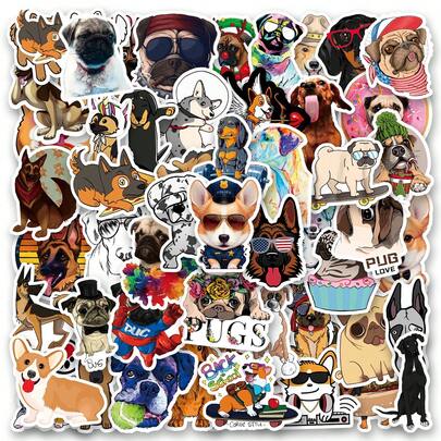100 Piezas de Pegatinas Mixtas de Perros, Pegatinas con Patrones Multicolor, Calcomanías Decorativas Vintage para Botellas, Papel Decorativo, Scrapbooking, Diario, Portátil, Parachoques, Monopatín, Botella de Agua, Computadora, Teléfono, Tarjetas de Felicitación, Álbumes de Fotos, Pegatinas