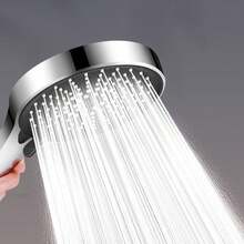 1pc Black/Silver Pressurized Handheld Shower Head, 5 Adjustable Water Spray Modes, Durable Water-Saving Plastic Shower Head, Modern Minimalist Universal Bathroom Accessory, Great Holiday Gift, Hose Not Included - 1 - View 11