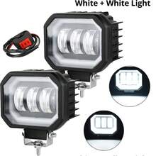 1Pc 80W Angel Eyes Motorcycle Spotlights Headlight Car LED Work Light 24V Waterproof For Offroad Truck Driving Automobile Accessories - Basic Edition - View 9