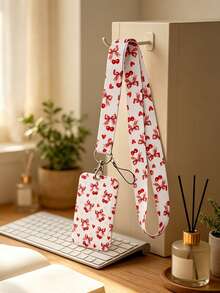 Cute Cherry Bow Pattern ID Card Holder, With Delicate Cherry Pendant Decoration And Anti-Loss Lanyard, Student Card Storage Box, Student ID Card Holder, Bus Card, Bank Card, ID Card Storage, Portable Card Holder Bag Charm, Suitable For School, Office, Travel, Shopping And Other Occasions, Perfect Back To School Gift, Teacher's Day Gift, Birthday Gift, Halloween Christmas Gift - Multicolor - View 7