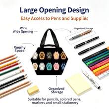 1pc Orange Cat Pattern 2D Printed Felt Pencil Case, Large Capacity Stationery Storage Bag, Portable Hand Strap, Classroom Desk Organizer With Great Atmosphere - Cat - View 3