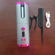 Automatic Curling Iron Wireless Auto Curler Ceramic Rotating Hair Curler 6 Temperature & Timer Settings Portable Rechargeable Auto Shut-Off Fast Heating Styling Curler - Grey - View 7