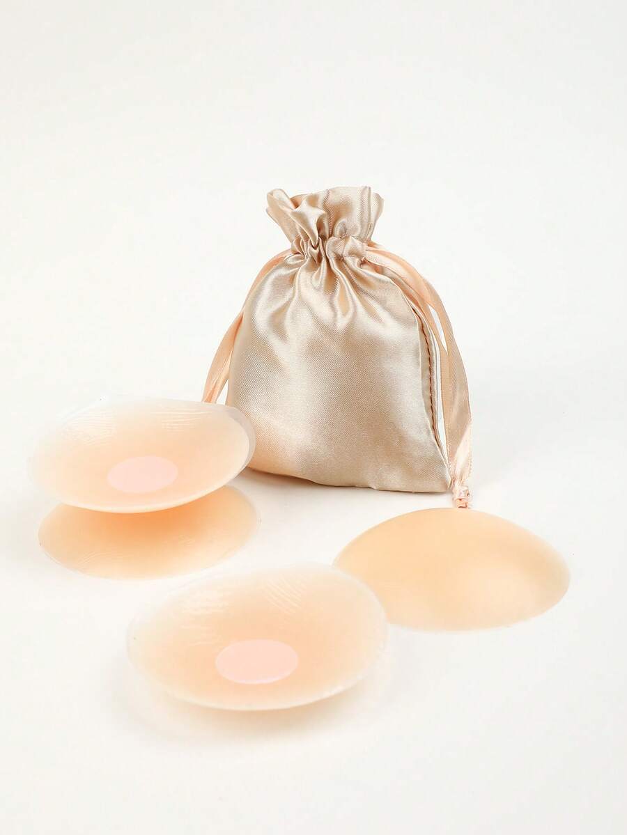 2/6pcs Liquid Silicone Nipple Covers With Pouch, Seamless Breast Petals For Weddings, Strapless And Backless Dresses - Multicolor - View 1