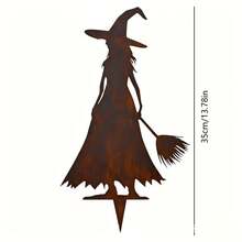 1pc Iron Witch Garden Stake, Vintage Rusty Metal Silhouette Yard Lawn Holiday Decoration Ornament - Multi-color - View 6