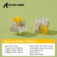 Attack Shark DIY Customizable Hot-Swappable Mechanical Keyboard Linear Mahjong Sound Switches Glazed Switches - View 7