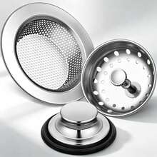1 Set Gold/Black/Silver Kitchen Sink Drain Filter Strainer Set, Plated Sink Filter Basket With Push-Down Drain Plug, Anti-Clogging Sink Drain Cover, Suitable For Kitchen Sink, Random Color And Style - Multicolor - View 11
