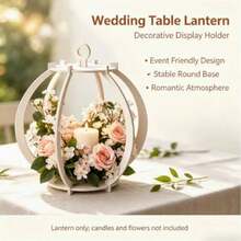 1pc Wooden Lantern Decorative Empty Frame, Ins Style Candle Holder Aromatherapy Tray, Wedding Bridal Room Dining Table Living Room Desktop Atmosphere Decor Ornament, Holiday Photo Backdrop Prop, Centerpiece Decoration (Candles And Flowers Not Included) - View 5