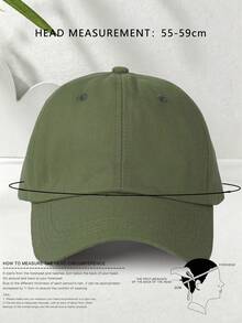 1件男士純色棒球帽，可調節防曬休閒帽，春秋個性刺繡棒球帽，街頭時尚戶外防曬休閒帽，春秋旅行、海灘度假 - 軍綠 - 查看 3