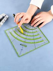 Acrylic Patchwork Ruler, Multi-Function Arc Fan-Shaped Patchwork Round Cutting Ruler, Patchwork Sewing Handmade Tool, Fabric Cutting Ruler Template - Multicolor - View 3