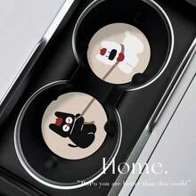 2pcs Cute Dog Leather Car Cup Coaster Winter Anti-Slip Car Water Cup Mat Car Interior Decoration Car Accessories - A - View 3