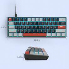 Magegee 1pc Star61 60% Mechanical Gaming Keyboard, Black & Grey Mixed Color Keycaps, Red Switch, Detachable Type-C Cable Mini Keyboard, Blue Backlight, Compatible With Windows / PC / Laptop [Grey&Black: Red Switch] - Gray black (Red Switch) - View 7