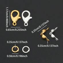 250pcs/500pcs DIY Jewelry Findings Set Includes Lobster Clasp, Jump Rings, Clasps, DIY Buckle Kit, End Connectors, Open Jump Rings, Suitable For Bracelet Connectors, Beading, Bead End Connectors, Anklet End Closed Rings, Fixed Hanging Rings, Jewelry Connecting Rings And Other Handmade Jewelry Making - Lobster Clasp & Bag Clasp & Jump Ring - View 3