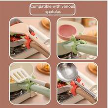 [Stir-Fry Savior! Cute Little Crab To The Rescue]Say Goodbye To Greasy Countertops! This Little Crab Spatula Holder, Made Of Heat-Resistant Silicone, Easily Clips Onto The Pot Handle, Ready To Catch Dripping Oil From Your Spatula And Keep Your Countertop Clean And Fresh! Two Fresh Colors Available, A Thoughtful Helper In The Kitchen! Also A Practical And Creative Kitchen Gift For Moms And Best Friends! - Multicolor - View 8