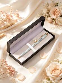 1pc Personalized Pearl Metal Ballpoint Pen, Customizable Engraved Ballpoint Pen, White Pearl, Optional With Pen Box, Wedding Guest Book Pen, Bridal Shower Bridesmaid Gift, Customized Wedding Signature Pen - Sets - View 9
