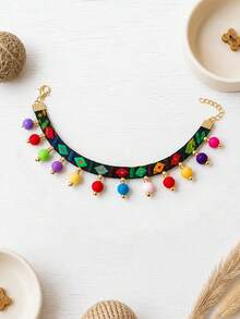 1pc Bohemian Style Tassel Colorful Ball Pet Collar, Suitable For Cats And Small Dogs, Cute Photography Pet Decoration, Adorable Cat Christmas Accessory, Dog Neck Collar, Pet Necklace Jewelry, Suitable For Daily And Celebration Occasions - Multicolor - View 7