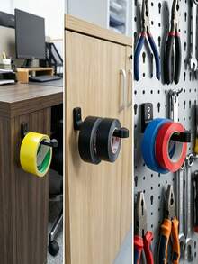 9.5cm/3.7in Sturdy Wall Mount Tape Dispenser Organizer, Corrosion Resistant Storage Rack, Reliable Hanging Multi-Purpose Hook, Suitable For Various Places Including Washi Tape, Studio, Craft Room, Garage Tool Organizer, Kitchen And Office, Etc - Multicolor - View 6