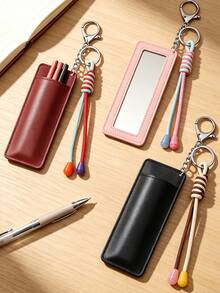 Travel Jewelry Bag Keychain, Makeup Brush Storage Bag, Portable Makeup Mirror Keychain, With Mirror, Lipstick Storage Makeup Bag, Bag Pendant - Multicolor - View 5