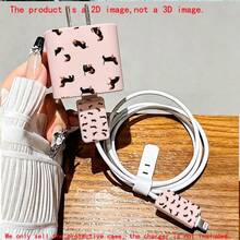 4pcs 2D Flat Design Dachshund Pattern Phone Charger Head Protection Set Pink, Charger Head Protector + Cable Protector + Storage Rope (Protective Case Only. Charger Not Included), Compatible With IPhone 20W/18W Charger - Multicolor - View 1
