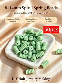 50/100pcs 8x14mm Acrylic Multicolor Spiral Barrel Beads,Cute Cylindrical Large Hole Plastic Beads,Suitable For DIY Hair Accessories And Bead Jewelry Making,Shoe Charms, Bag Chain, Bracelets,Keychains,Crafts For Adults - Multicolor - View 11