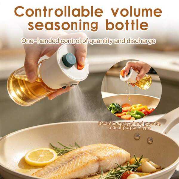 New 100ml Portable Spray Bottle - Dual Function (Spray & Pour), Leak-Proof With Visible Design, Suitable For Kitchen Cooking, Air Fryer, BBQ, Outdoor Camping, Steak Grilling, And More. Oil Dispenser, Kitchen Decor, BBQ, Olive Oil Bottle.