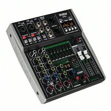 The AK Series Professional 4-Channel Mixing Console Features Built-In Bluetooth, USB Audio Interface And MP3 Recording Function, Making It Ideal For Outdoor Performances, Live Broadcasts, School Events And Weddings. - Grey - View 3