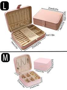 1pc Large Capacity Jewelry Box, PU Leather Jewelry Box, Portable Travel Jewelry Storage Box, Multi-Layer Jewelry Display Box, Compact Earring & Ring Box, Jewelry Organizer, Women's Gift Box, Travel Essential - Multicolor - View 4
