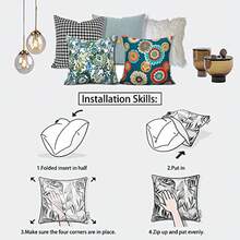 Magpie Fabrics Pack of 2 Outdoor Waterproof Throw Pillow Covers 18 x 18 Inch, Decorative Cushion Sham Pillowcase Shell for Garden Patio Tent Balcony Couch Sofa Botanical Blue - Multicolor - Ver 7