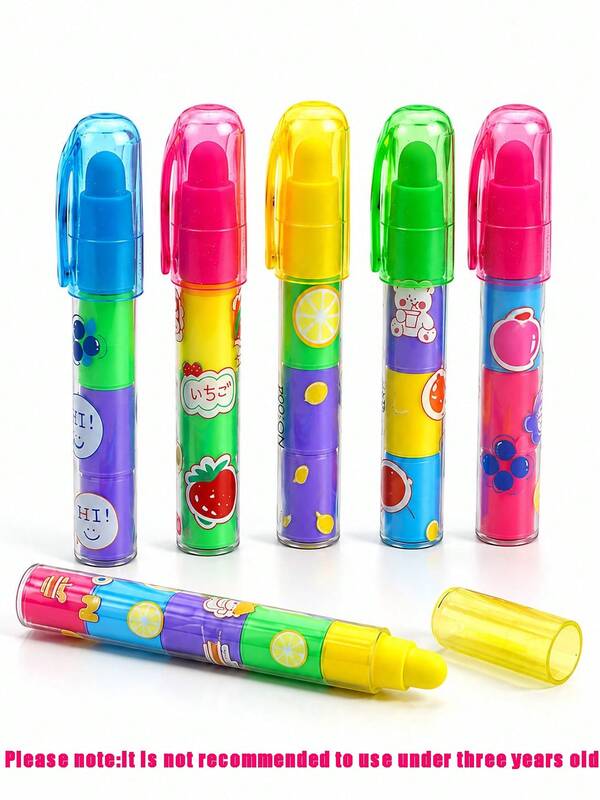 12 piezas-Borradores con forma de bolígrafo de dibujos animados de frutas, borradores de bloques de construcción desmontables de color macaron, regalos de recompensa de papelería para la vuelta al colegio C, primer día de escuela