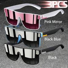 3PCS Fashion Vintage Square Sports Glasses Flat Frame Street For Unisex Eyewear For Choice For Outdoor Vacation And Daily Clothing Matching - 3PCSF766 - View 26