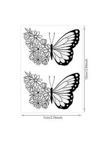 1 Sheet Vintage Line Art Butterfly & Daisy Floral Fake Tattoo Sticker, Minimal Black Outline Insect Flower Temporary Tattoo, Sweat‑Resistant Waterproof Body Decal, Chic Pattern For Wrist Forearm, Fashion Body Accessory For Young Ladies - Black - View 5