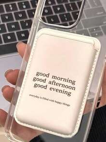 1pc English Letter Smiling Face PU Leather Magnetic Card Holder - Multicolor - View 7