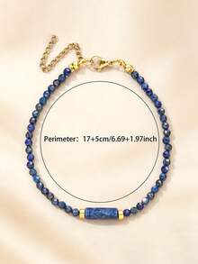 YAUKIA Vòng tay may mắn đá Lapis Lazuli tự nhiên, trang sức xếp lớp phong cách Boho tối giản, phù hợp đeo hàng ngày, mang lại năng lượng, bảo vệ và hài hòa, quà tặng đeo hàng ngày - Nhiều màu - Xem 2