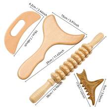 4pcs Wooden Massage Tools, Leg, Shoulder And Neck Massage Tools, Face And Back Massage Tools, Multi-Functional Massage For Different Body Parts, Suitable For Home Use, Can Be Given As Holiday Gifts To Family And Friends - Apricot - View 9