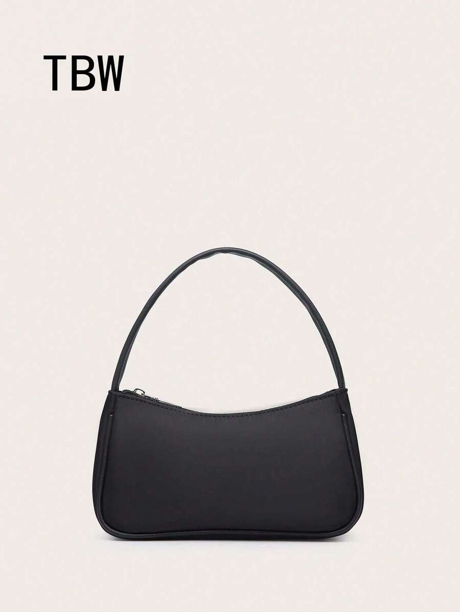 Bolso cuadrado para mujer, material texturizado, diseño de moda minimalista, adecuado para compras y salidas - Negro - Ver 1
