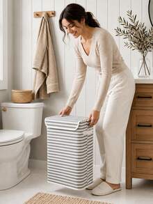 22L Toilet Paper Storage Rack, Multifunctional Tissue Holder, Bathroom Accessory, Foldable Covered Towel Storage Basket, Independent Bathroom Tissue Storage And Organization, Suitable For Home, Bathroom, And Organization, Ideal Storage Container - Multicolor - View 2