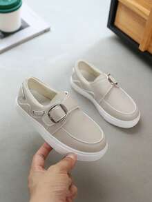 1 Pasang Sepatu Flat Anak Perempuan Bersol Lembut, Modis, Serbaguna, Anti Selip, Sepatu Sneaker untuk Aktivitas Luar Ruangan, Cocok untuk Anak Usia Sedang hingga Besar - Grey - View 7