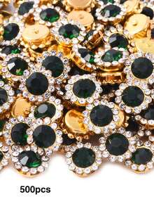 100/200/500pcs 1.2cm Rhinestone Sunflower Hand-Sewn Beaded Flower Applique Lace DIY Hair Accessories Material Handmade Double Layer Flower - Sunflower Flat-back Rhinestone - View 20