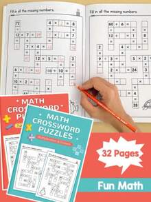 32-Page Math Puzzle Workbook, Fill-In-The-Blanks Within 20, Mental Math Addition Subtraction Multiplication Division, Brain Training Activity Book With Answers, Preschool Kindergarten Home Education Learning, Educational Back To School Gift - A - View 1