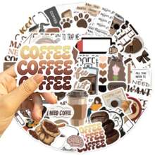 50pcs INS Style Coffee Aesthetic Art Stickers, Cartoon Stickers For Stationery, Phone, Notebook Decoration - A - View 17