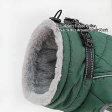 Warm Dog Winter Jacket, Collar With Built-In D-Ring, Reflective High Neck Fleece Vest, Adjustable Cold Weather Snow Jacket, Suitable For Small And Medium-Sized Dogs To Wear - Green - View 10